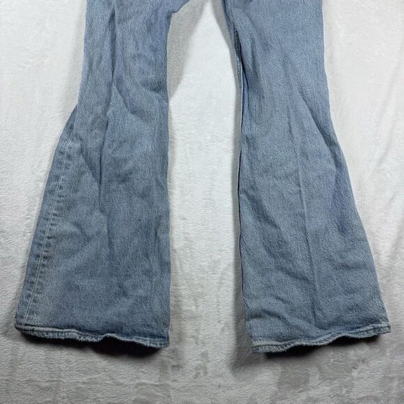 Levis Pants Womens 70s High Flare 26 Blue Denim Jeans Premium Big E Distressed - Picture 7 of 12